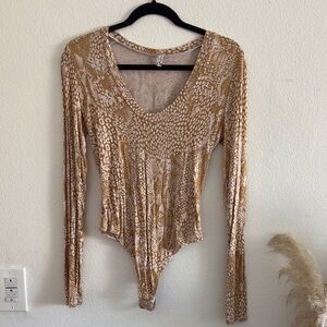 Free People Tan Leopard Bodysuit